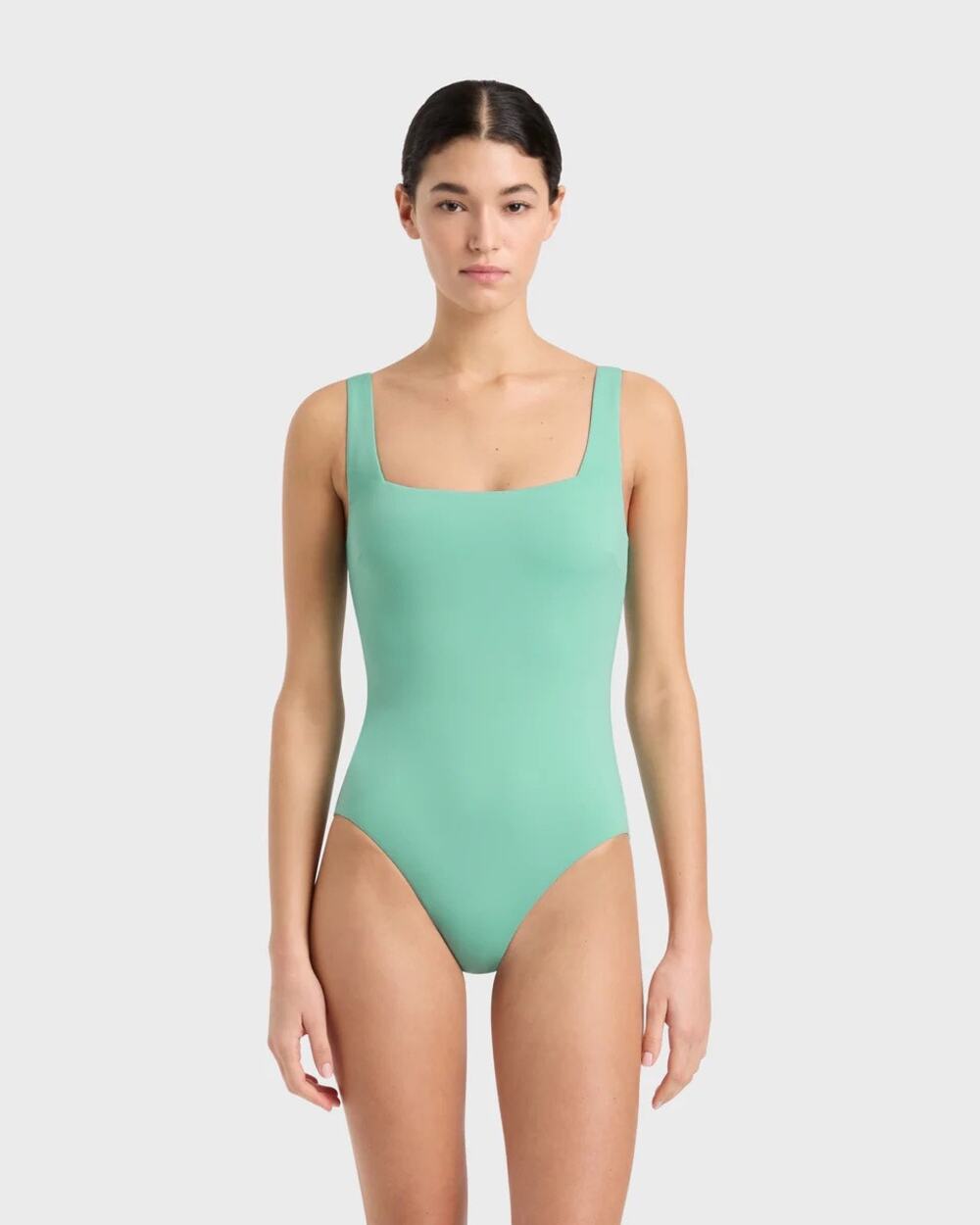 Bondi Born Margot Mint Green Square Neck Wide Strap One Piece Swimsuit Size 10
